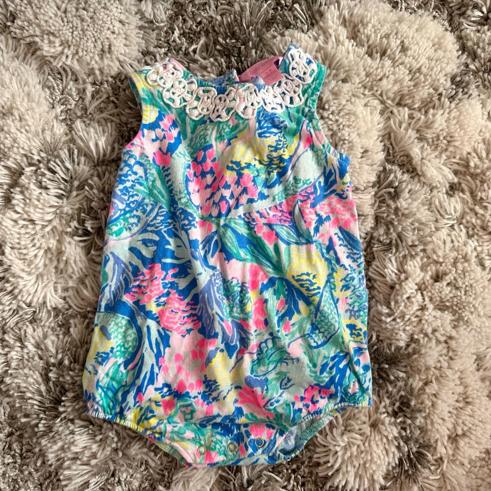Lilly Pulitzer Infant Onesie 3-6 Months Mermaid Cove! 🌟 RARE🌟